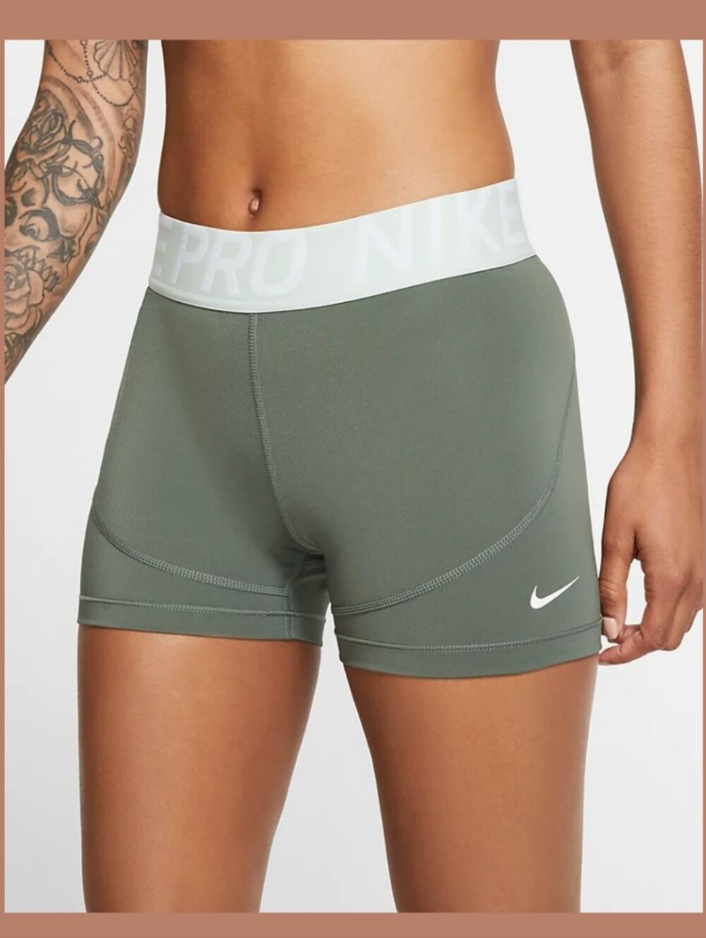 Women's Nike Pro Compression Shorts — Sage Green